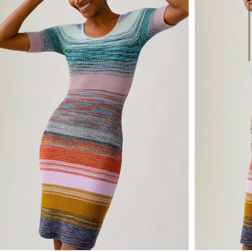 Anthropologie NWT Elodie Slim Striped Scoop-Neck Dress Size XS.